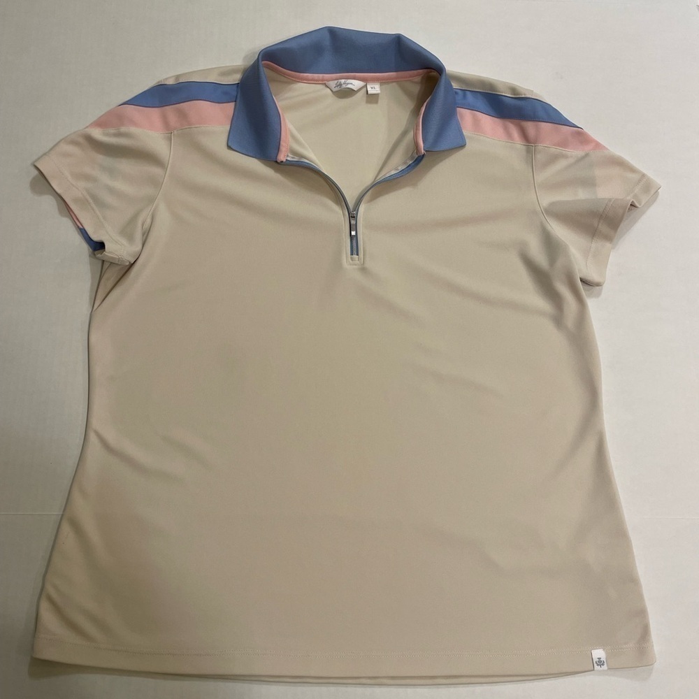 Lady Hagen Beige Short Sleeve Golf Blouse Size XL